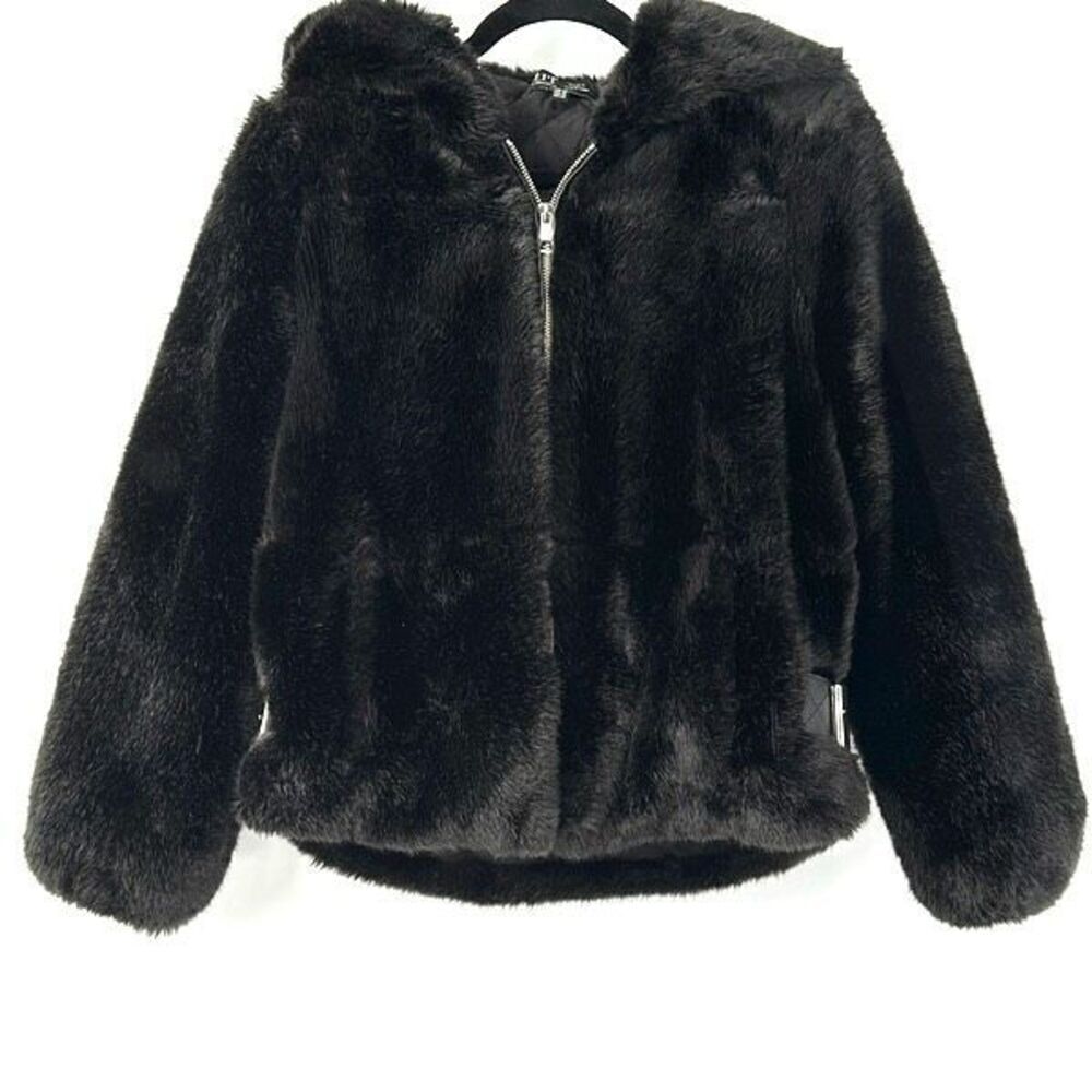 Zara Faux Fur Biker Bomber Side Buckle Jacket Size XS